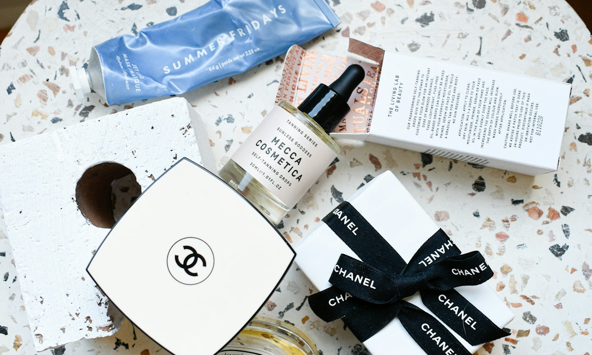 a white and black box with a white and blue object on it