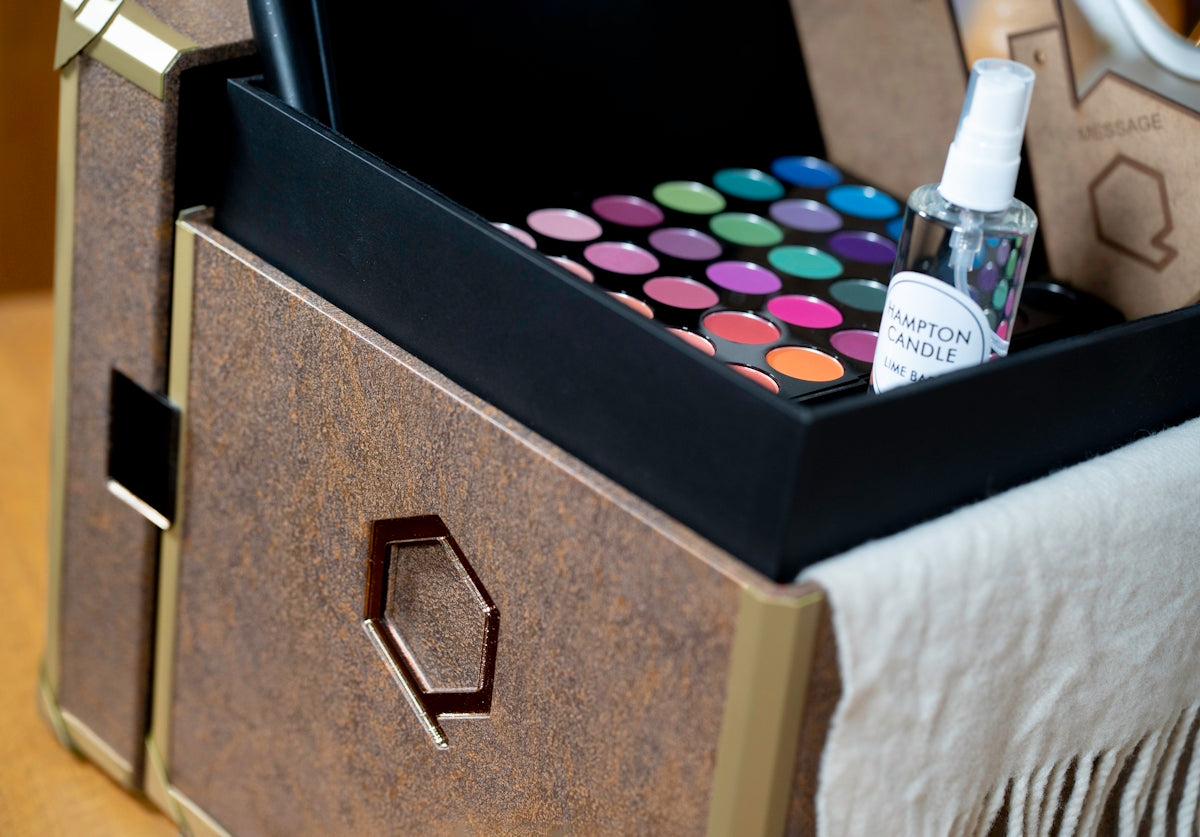 a black box with a group of objects in it