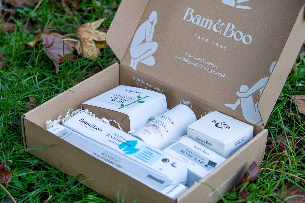 A cardboard box with a bunch of items inside of it