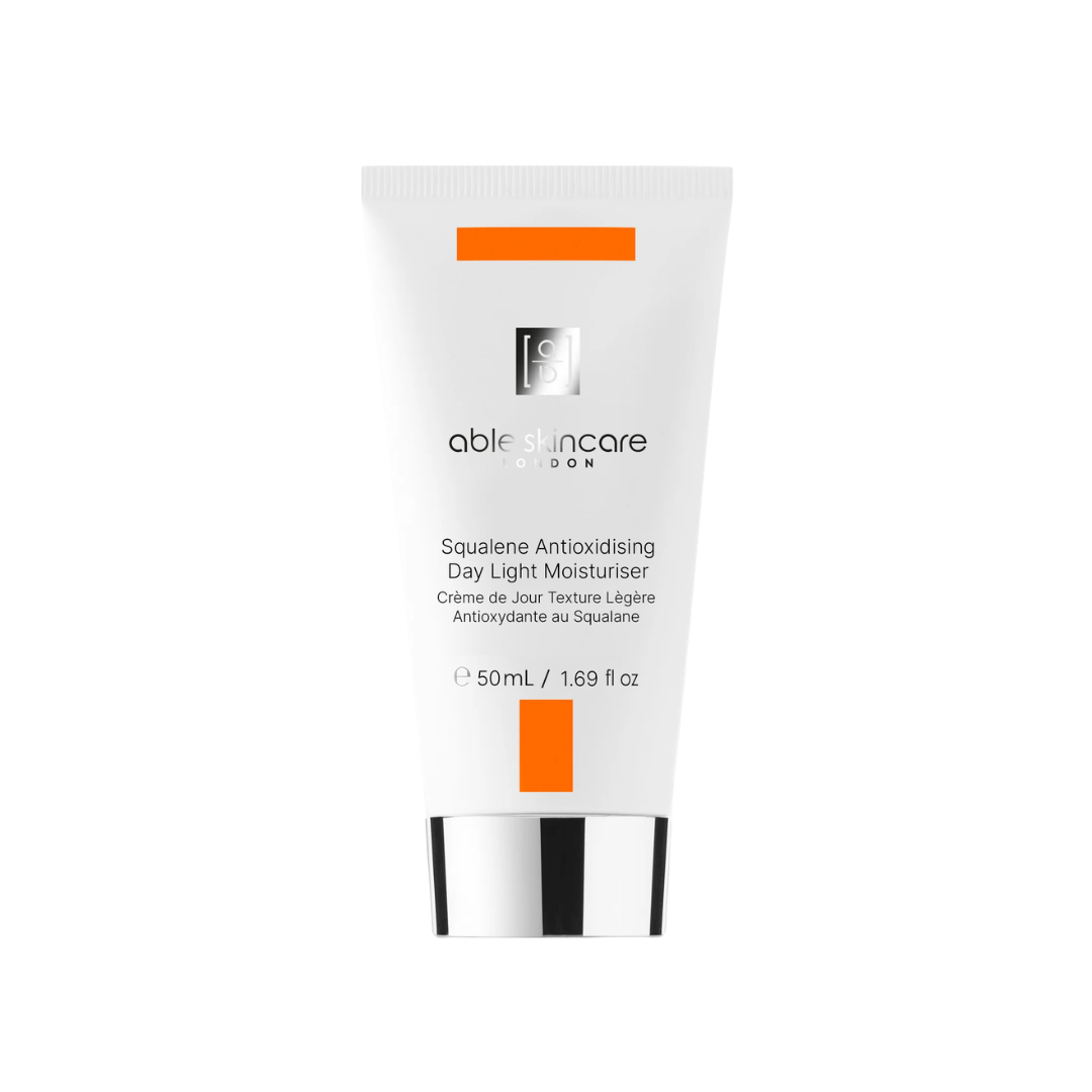 Cohorted, Subscription, Beauty Box, Able Skincare Skin Detox Beauty Box featuring luxury skincare products including moisturiser, hyaluronic serum, retinol serum, eye serum, primer and exfoliator. Squalene Antioxidising Day Light Moisturiser