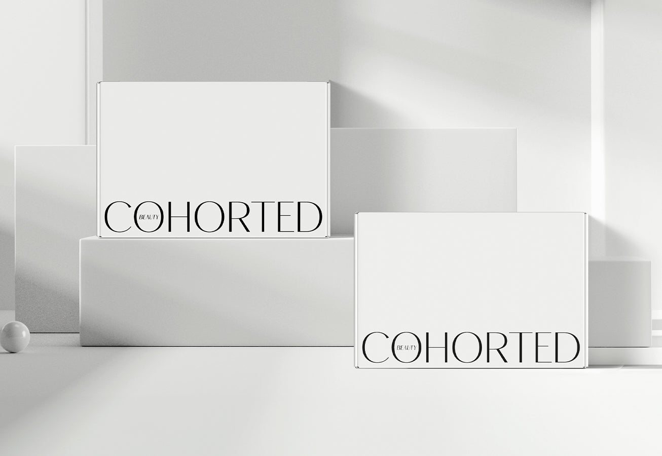 Cohorted luxury beauty subscription box with premium beauty products